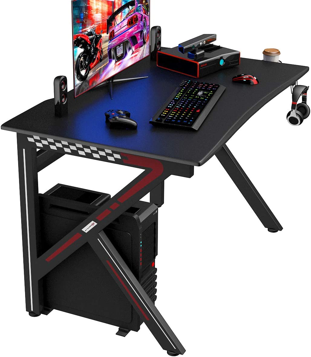 Costway Bureau Gamer Table Informatique 115 X 75 X 76 Cm Avec Porte-gobelet