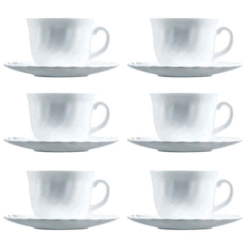 Lot De Tasses Avec Soucoupes Luminarc Trianon (6 Pcs) Blanc Verre 22 Cl