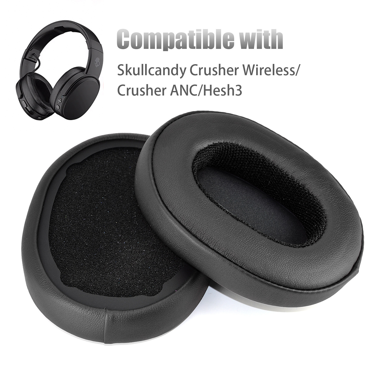 Coussinets D'oreille Pour Skullcandy Crusher Wireless/crusher Anc/hesh3 Black