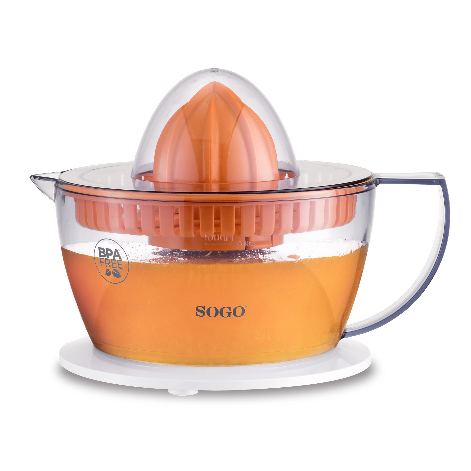 SOGO Spremiagrumi Elettrico 40W con 2 Coni - Funzione Automatica, Capacità 500ml, BPA-Free, Per Arance e Limoni