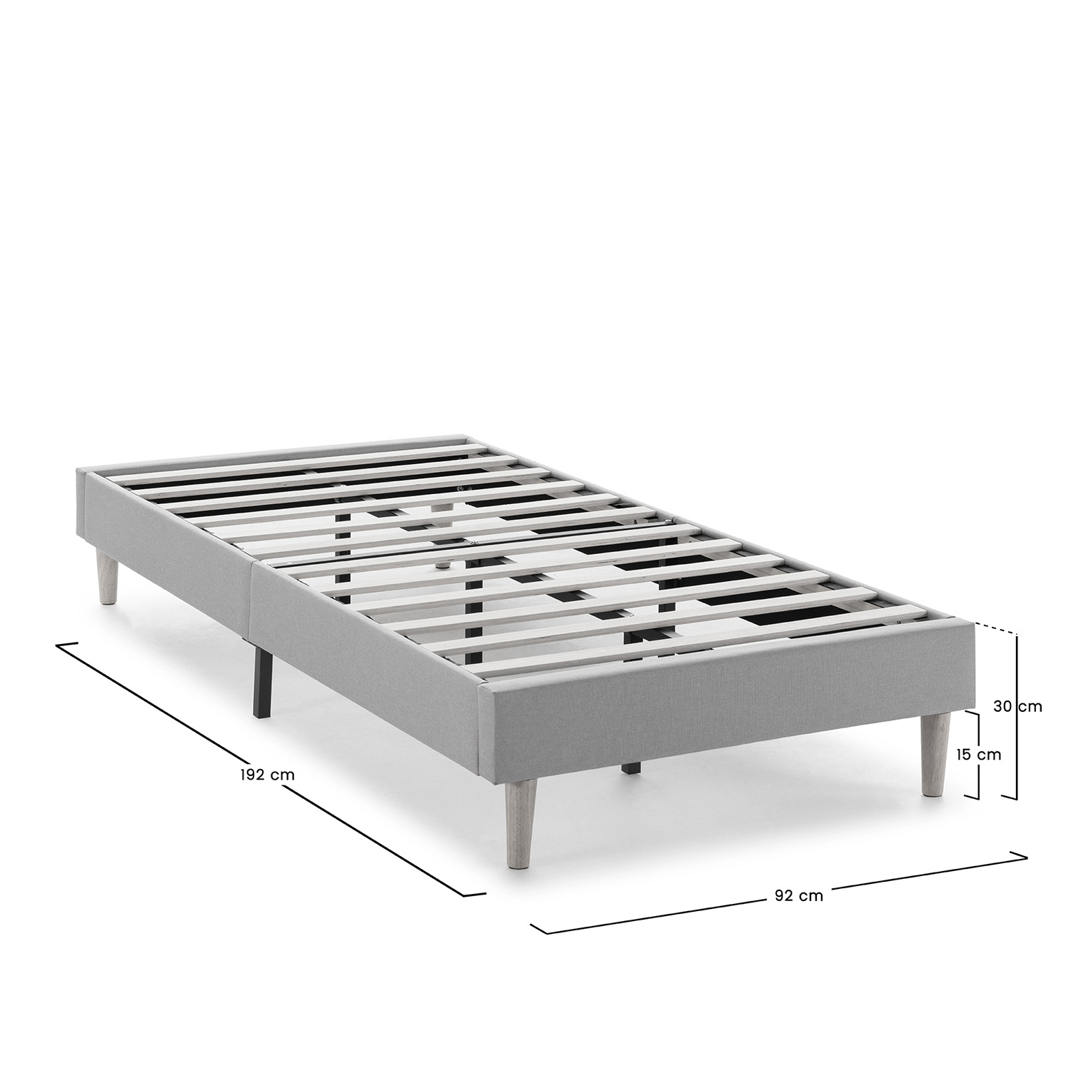 Sommier Tapissier Aura 90x190 Cm  Gris Clair, Hauteur 30 Cm