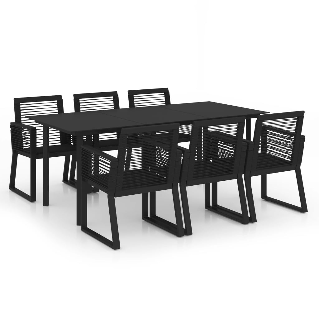 Salon De Jardin 7 Pcs Rotin Pvc Noir
