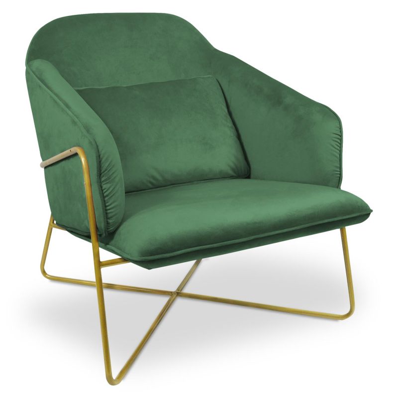 Paris Prix - Fauteuil Design En Velours "starlight" 88cm Vert