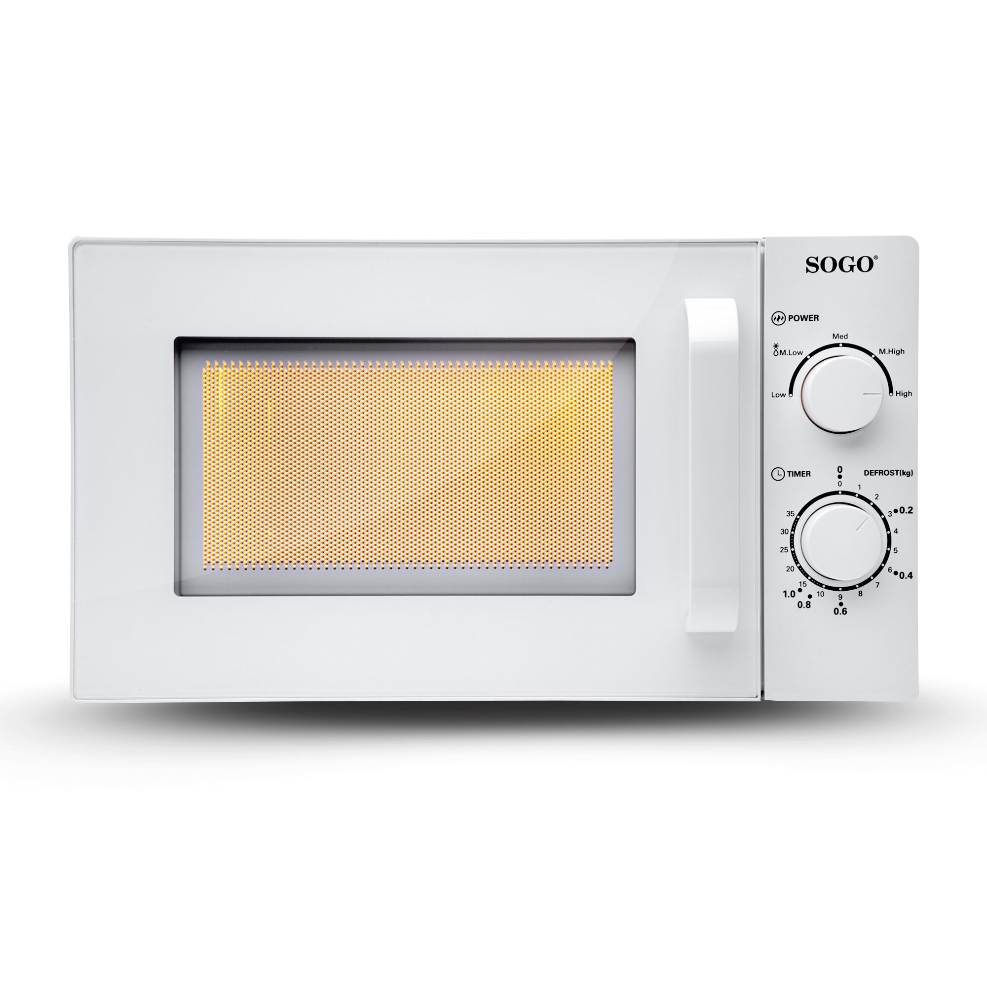 SOGO Microonde 20L Senza Grill 700W, 5 Livelli di Potenza, Timer 35 Minuti, Funzione Sbrinamento, Controllo Manuale