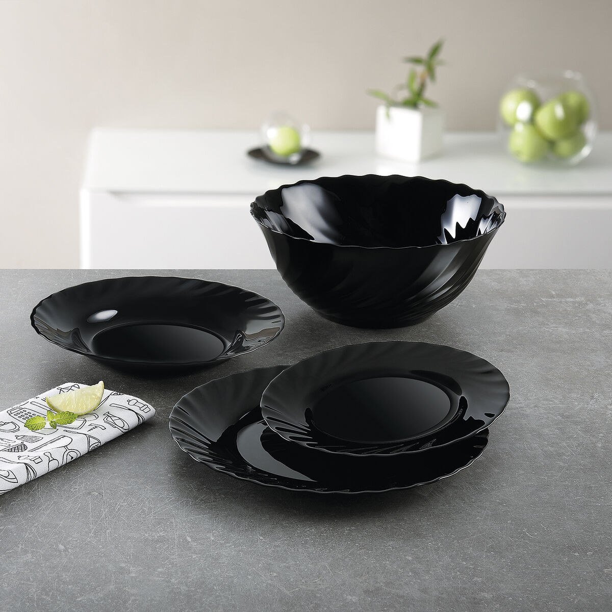Assiette À Dessert Luminarc Trianon Noir Verre (ø 19,5 Cm) (24 Unités)