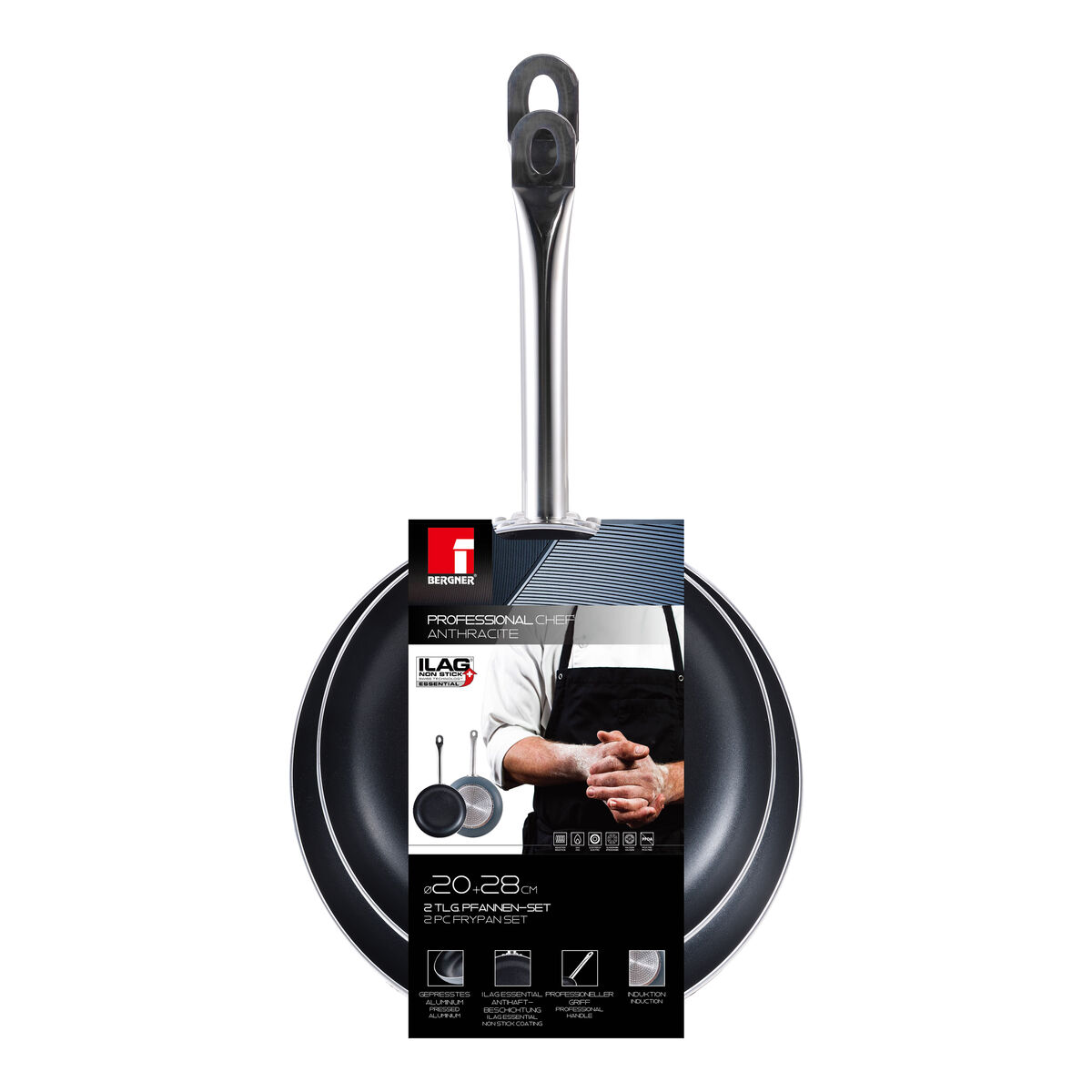 Elo Poêle à Frire 28 Cm + Couvercle Verre – Ensemble Inox 2,6 L, Compatible Tous Feux, Fond Capsulé Chaleur Homogène, Sans PFAS