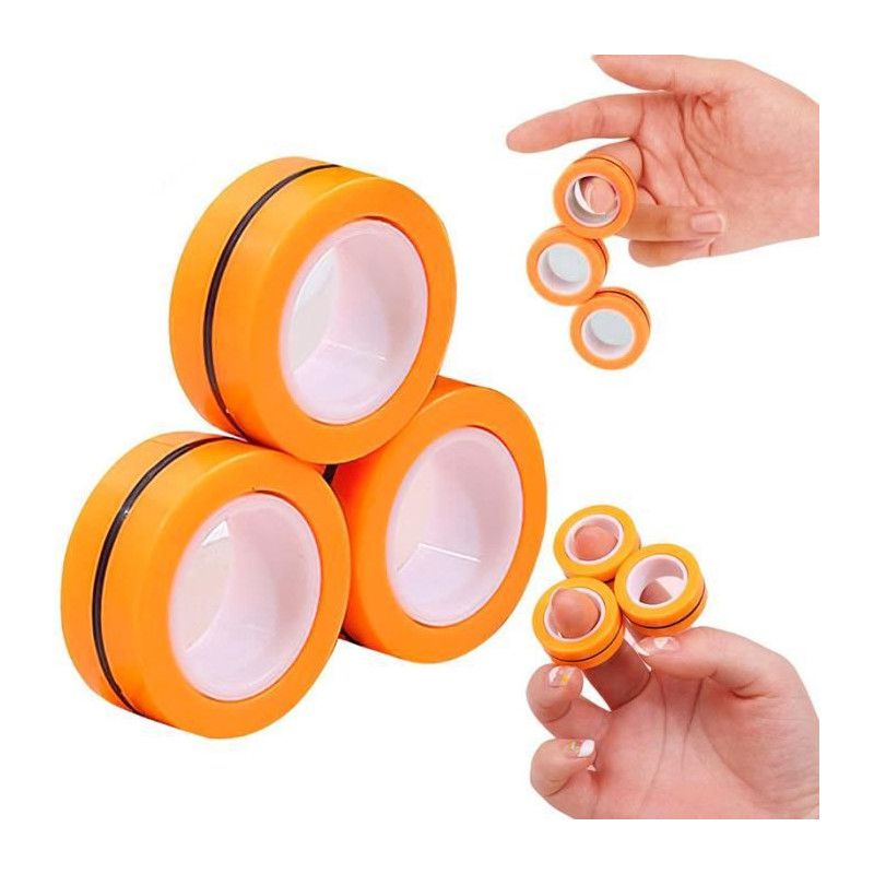 Shop Story Rolling Fingers Orange 3 Anneaux Magnétiques Anti Stress à