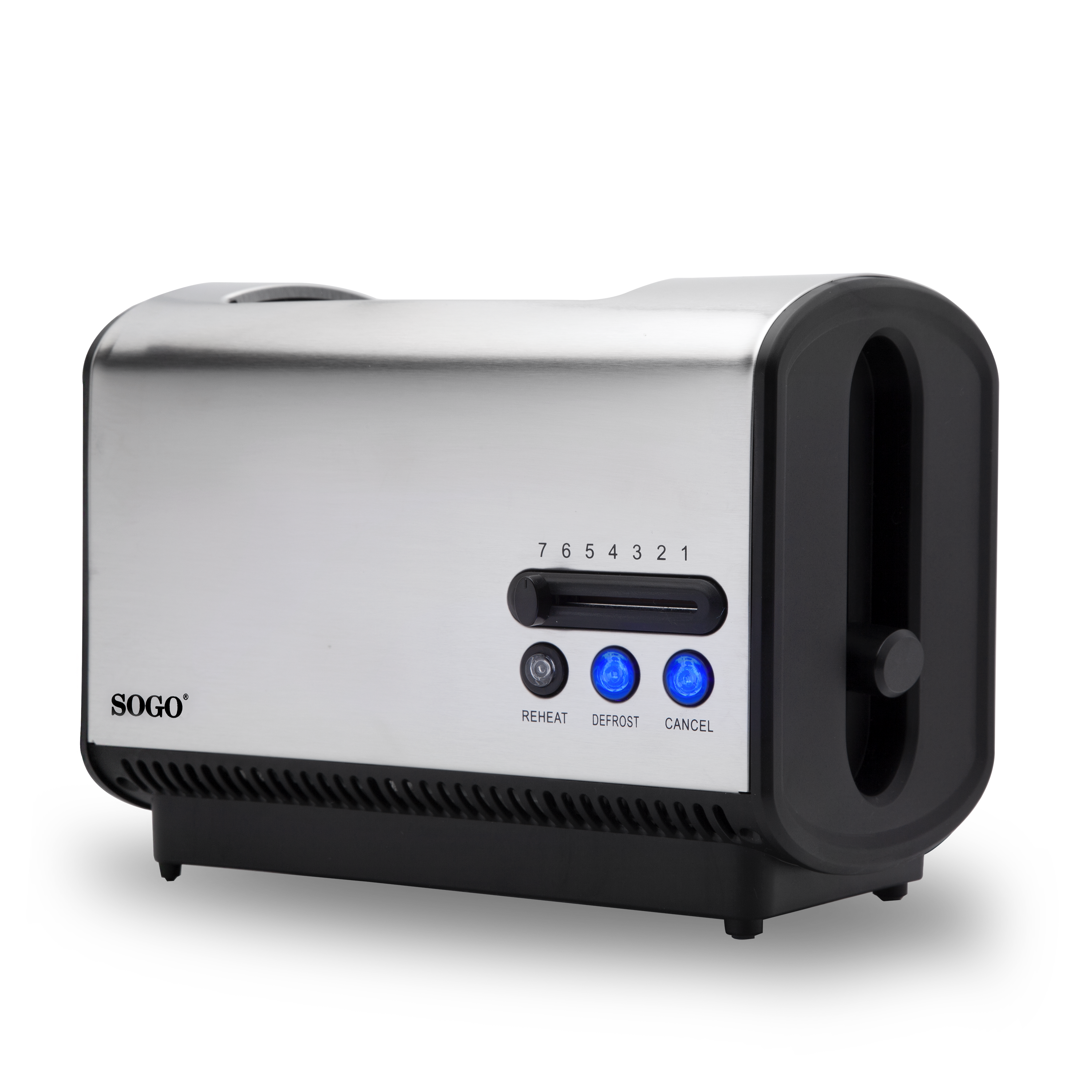 Image of SOGO Tostapane 2 Fette 850W – Acciaio Inox, Scongelamento, Riscaldamento, Spegnimento Automatico, Vassoio Raccogli Briciole