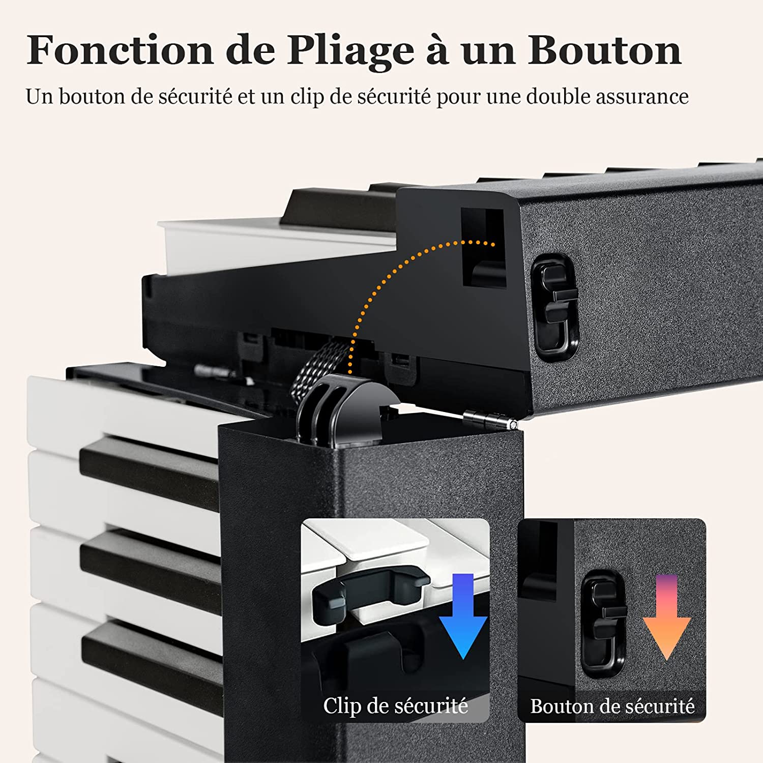 Piano Numérique Pliable À 88 Touches Avec Pupitre,clavier Electrique Portable Avec Touche Lumineuse