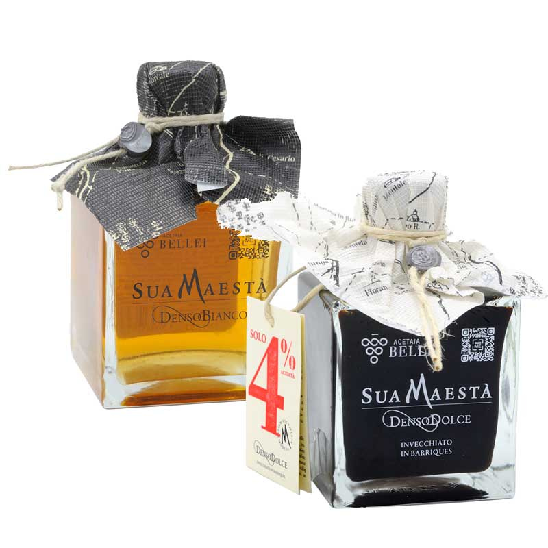 Bis Vinaigres Sua Maestà Acetaia Bellei: Denso Blanc Et Denso Dolce Avec Vinaigre Balsamique De Modena Igp 250 Ml X 2 ACETAIA BELLEI