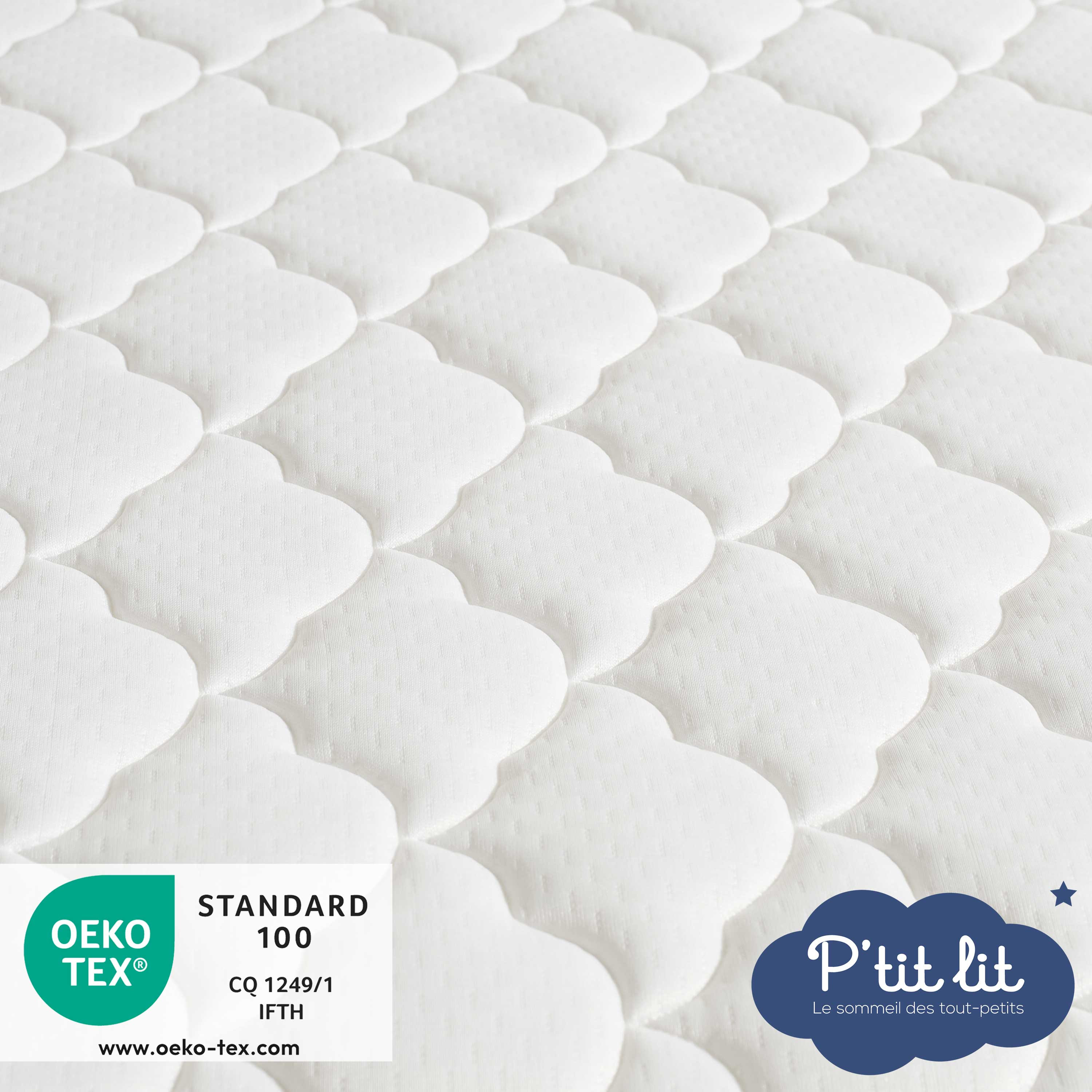 P'tit Lit - Matelas Bébé Parfait | 60x120 Cm | 1 Face Été - 1 Face Hiver | Anti Acari