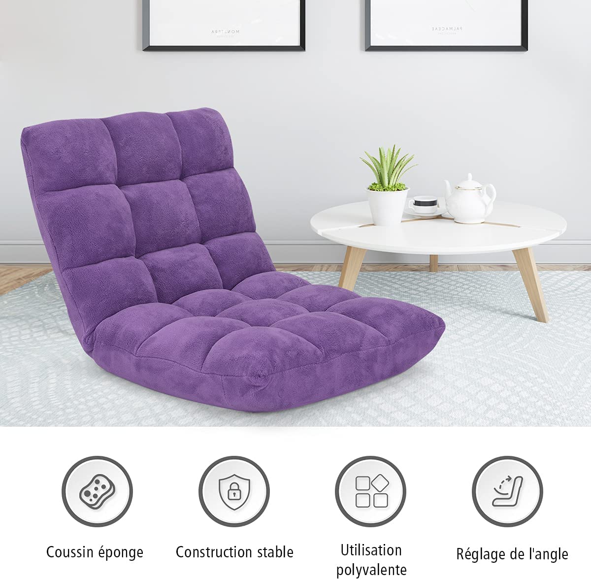 Costway Canapé Paresseux Tatami Pliable Chaise De Plancher Coussin De Chaise
