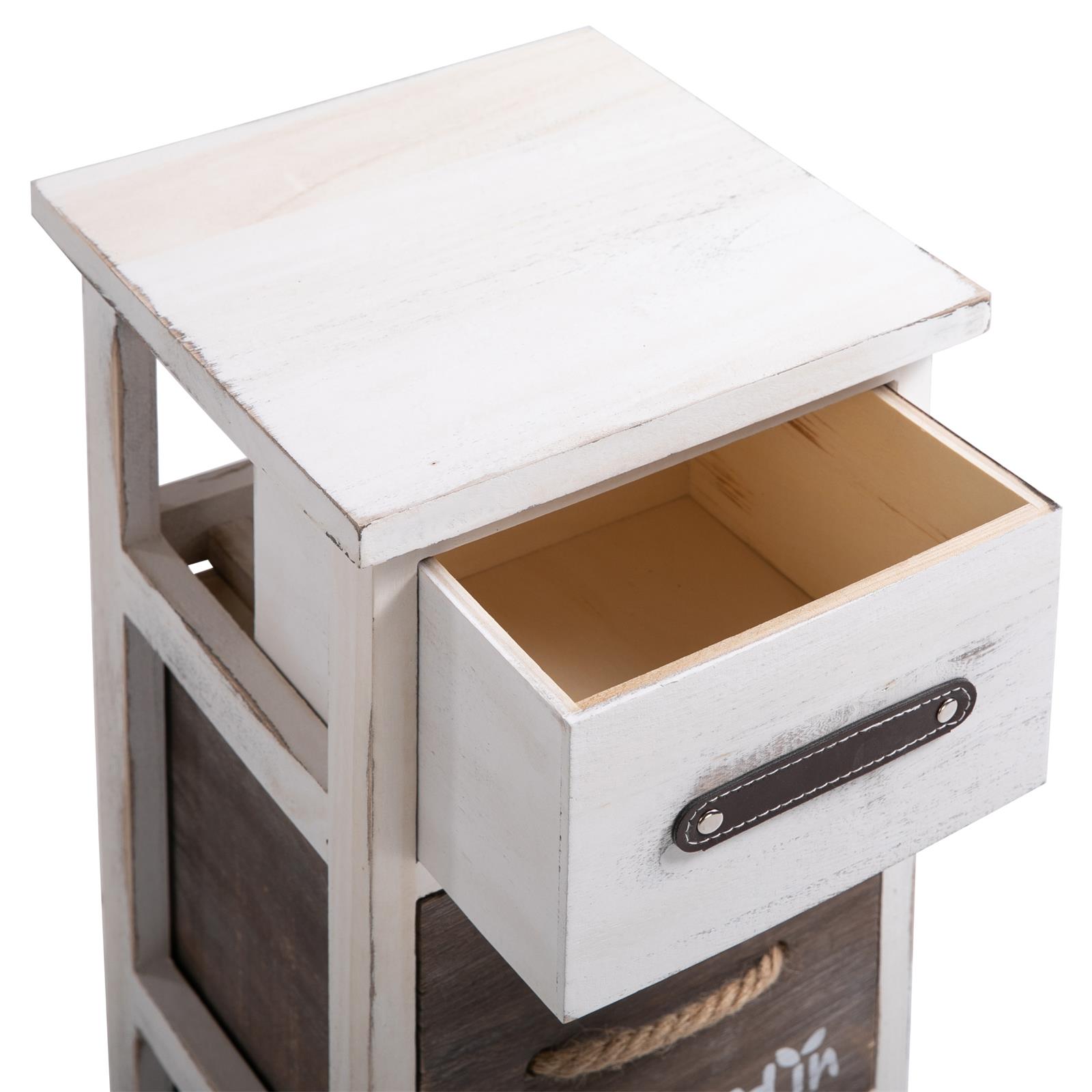 Chiffonnier Padua En Bois, 3 Tiroirs, Blanc Et Brun