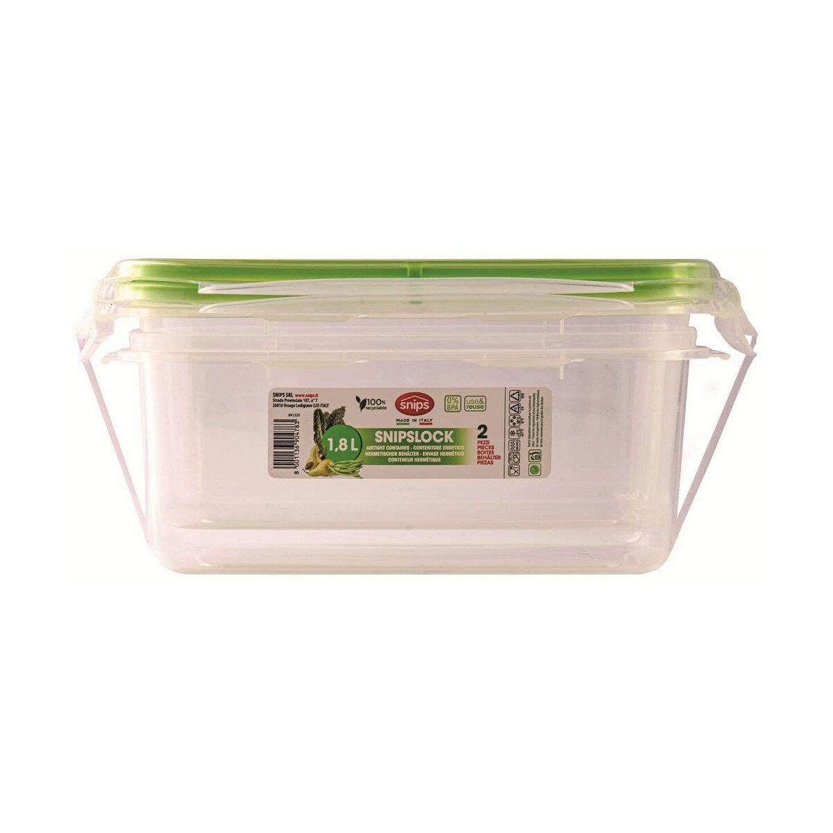 Boîte À Lunch Snips 1,8 L Fermeture Hermétique (2 Unités)