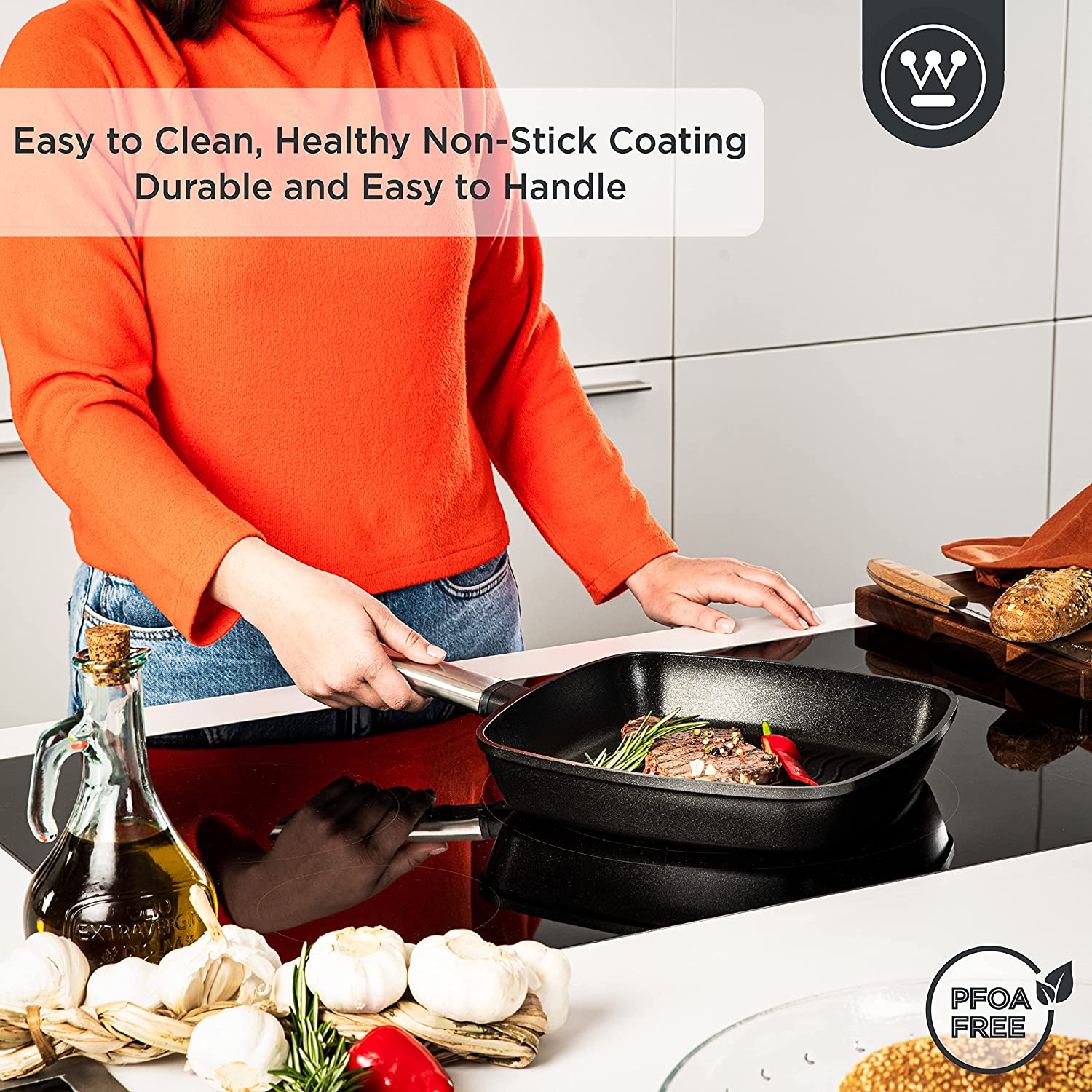 Westinghouse - Série Performance - Poêle À Griller 28 Cm - Induction - Noir