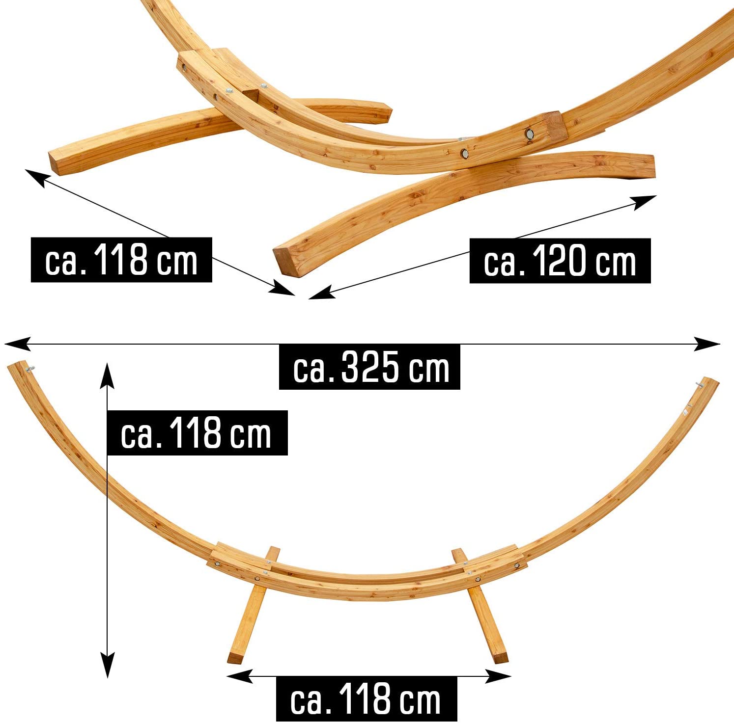 Hamac Xxl Avec Support En Bois Naturel Chaise Longue Suspendue Pour Jardin Beige