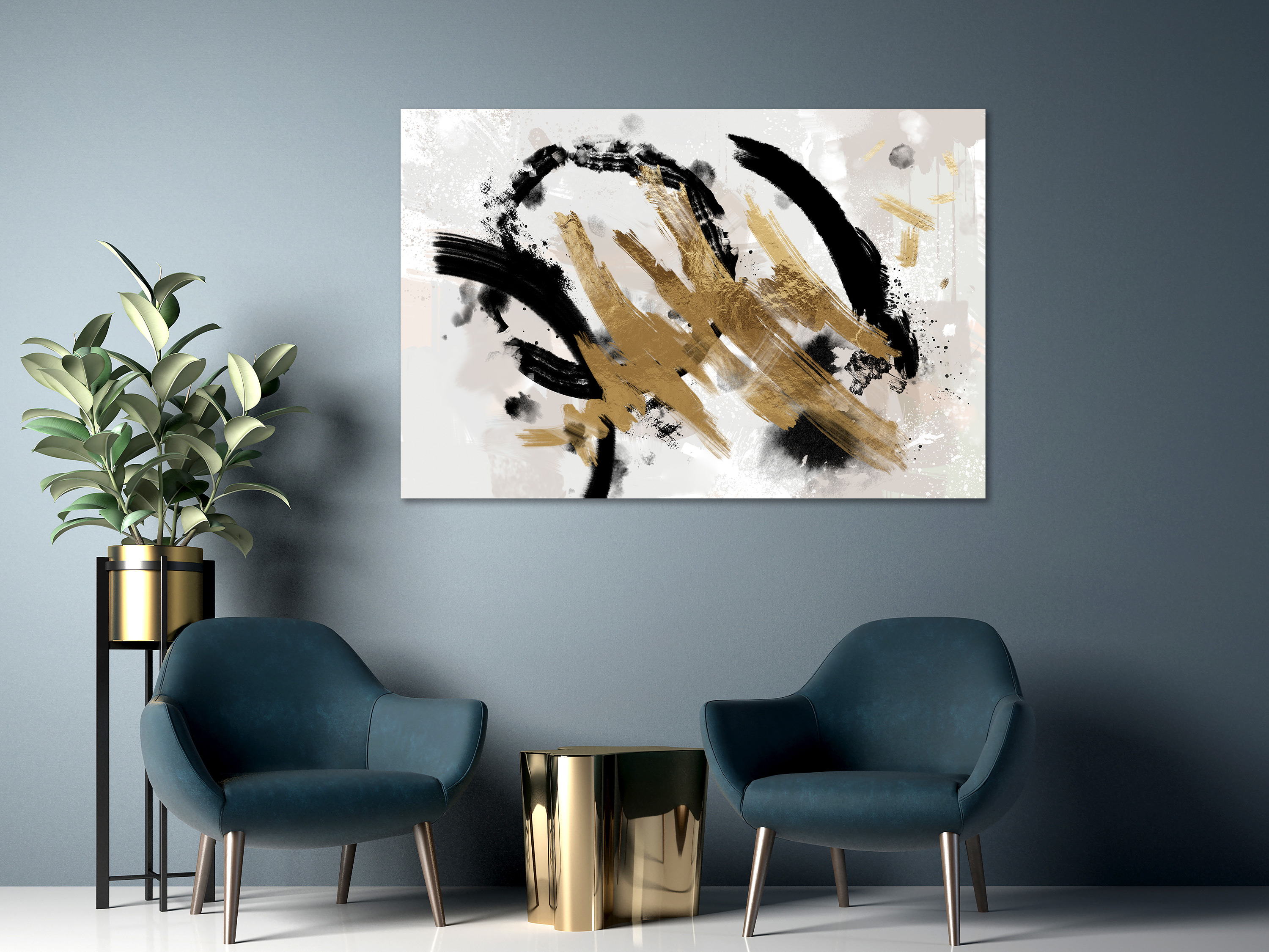 Tableau - Golden Impression (1 Part) Wide [120x80] à Prix Carrefour