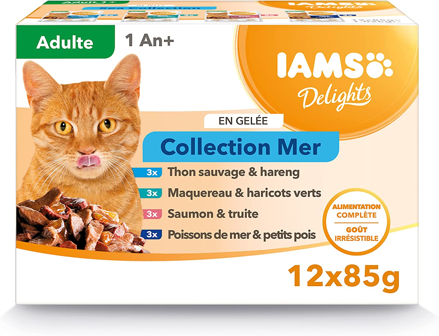 Sachets Iams Chat Adulte En Gelée  Mer "sea Collection" 12 Sachets X 85g