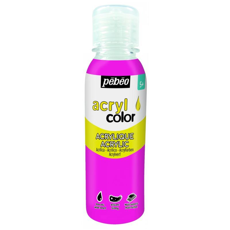 Peinture Acrylique Multi-surfaces - Rose Fluo - 150 Ml