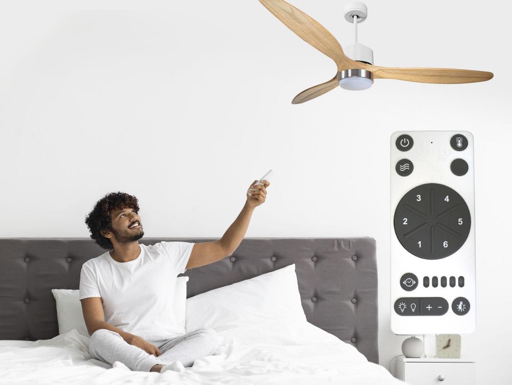 Ventilateur De Plafond Wifi Moteur À Courant Continu Télécommande Lumière À Trois Ton
