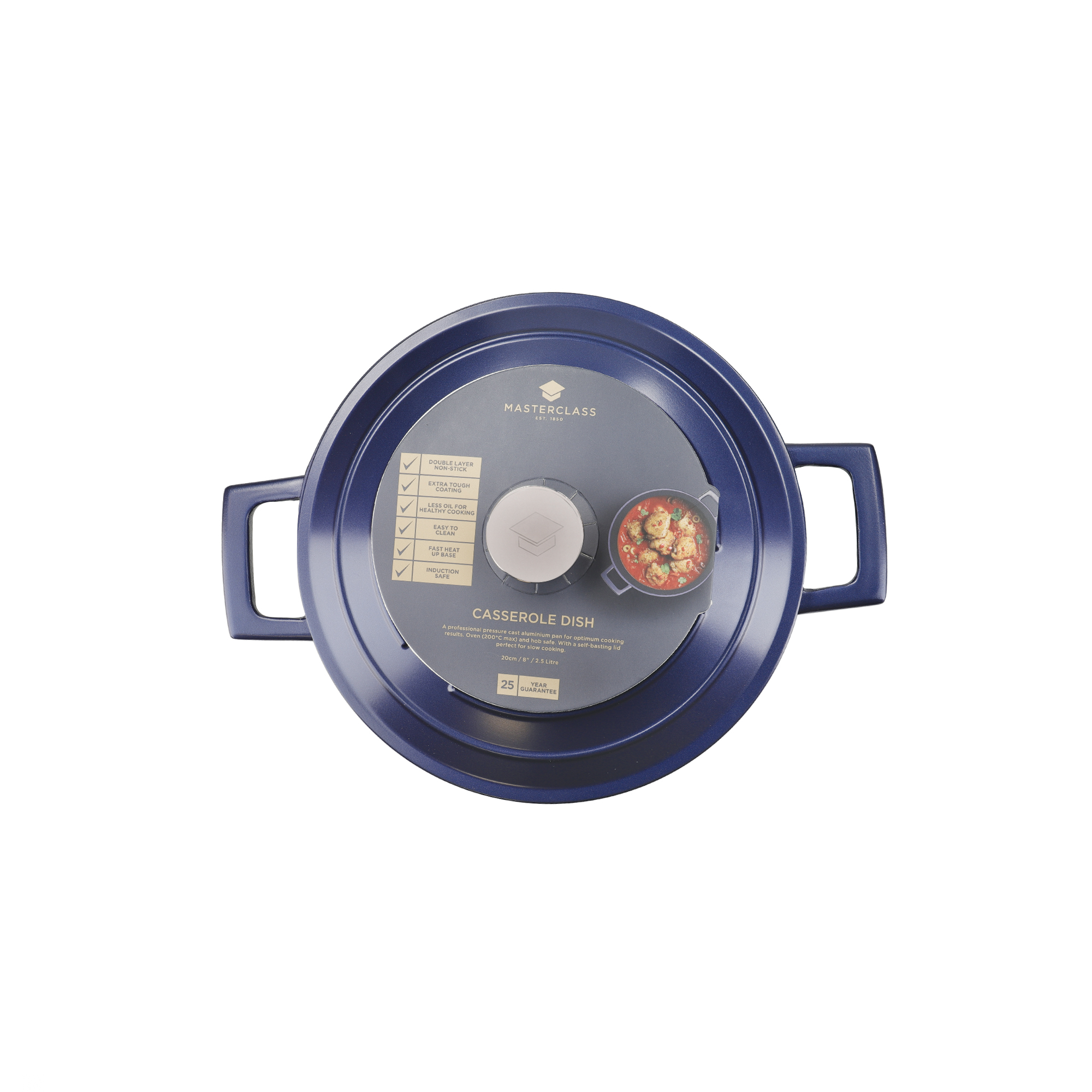 Masterclass - Petite Casserole En Aluminium Coulé Ultra Léger, 2.5 L, 20 Cm - Bleu Métallique