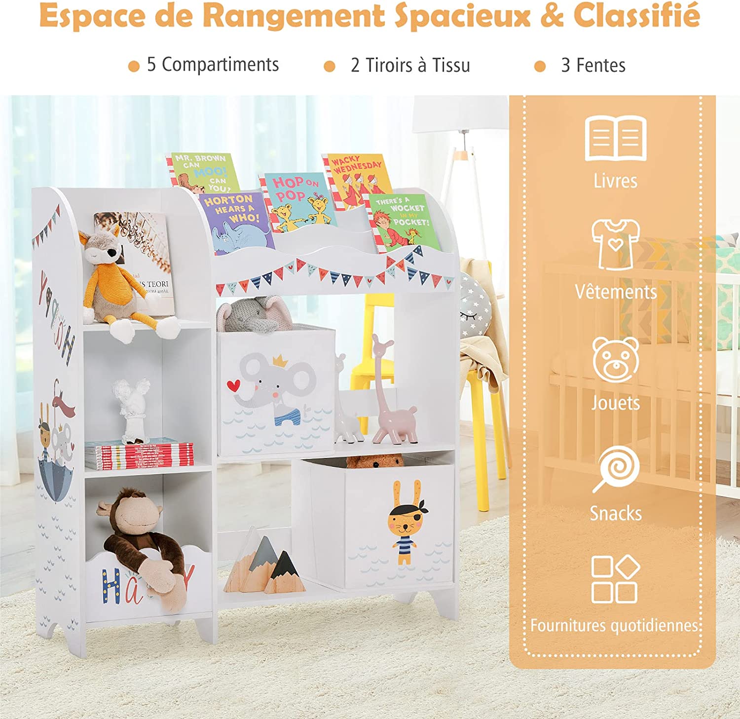 Meuble De Rangement Pour Enfant, Thème Océan, Étagère De Rangement Pour Jouets Et Livres