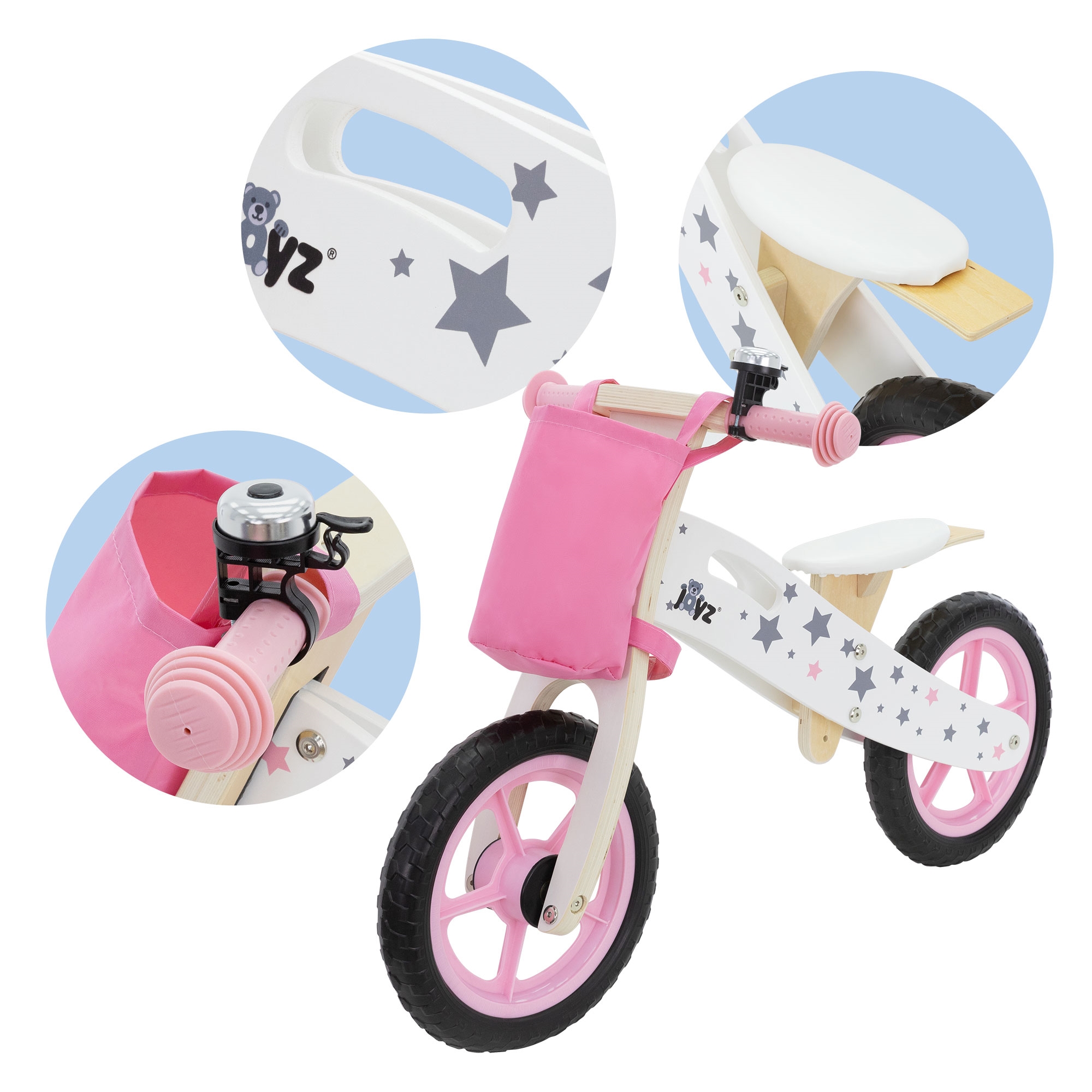 Chillafish Draisienne Charlie Black 10 EVA pneus guidon selle réglable, avec poignée de transport max 25kg