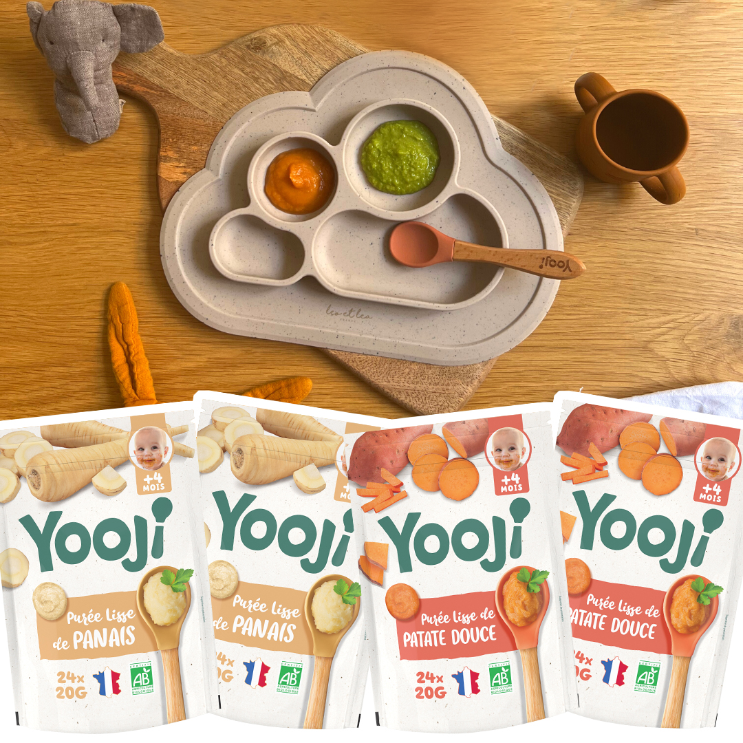 Lot X4 - Panais & Patate Douce Bio - 16 Repas Dès 4 Mois - 4 X 480g YOOJI