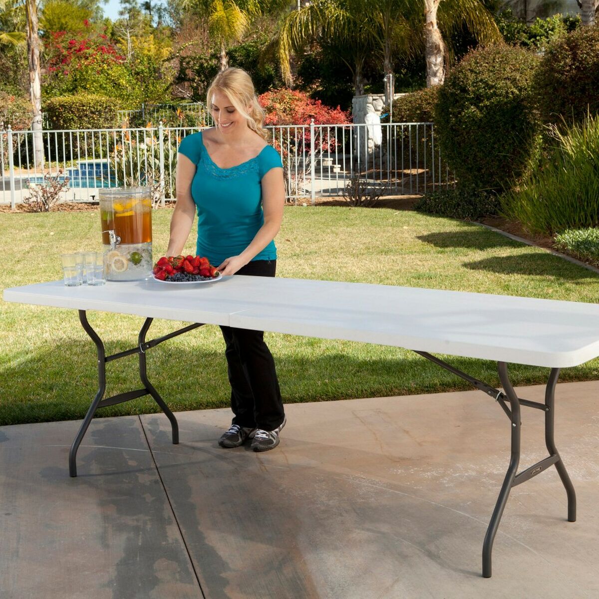 Table Piable Lifetime Blanc 245 X 74 X 76 Cm Acier