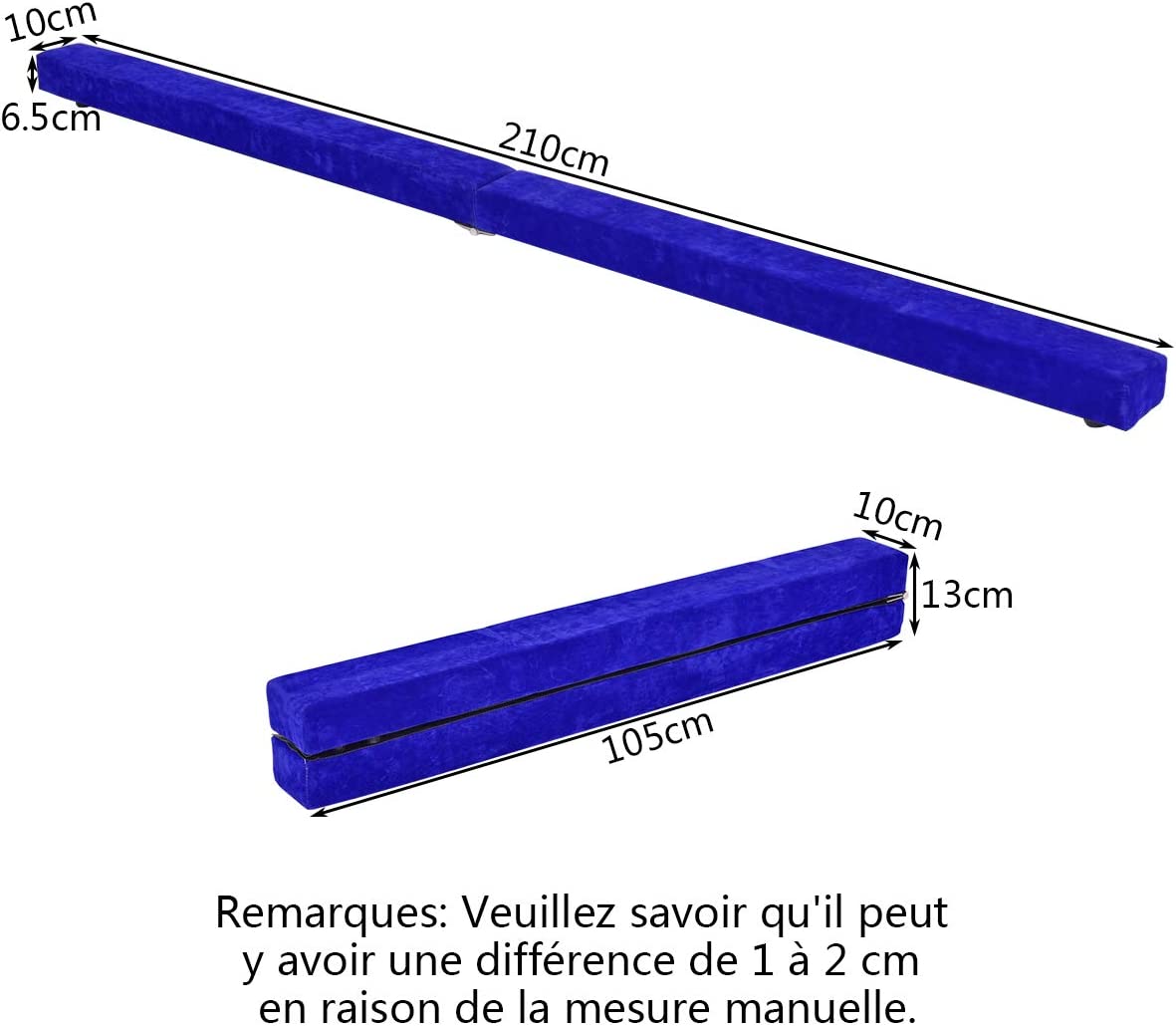Costway Poutre Gymnastique Pliable, Poutre D'équilibre En Mousse Avec Daim Faux Cuir Pour Enfant Adulte 2,1m