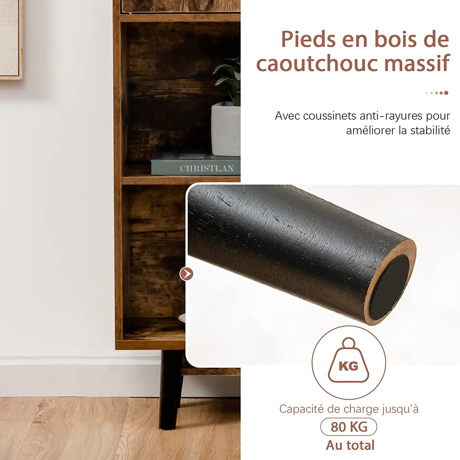 Bibliothèque, Étagère À 4 Niveaux Avec 2 Portes