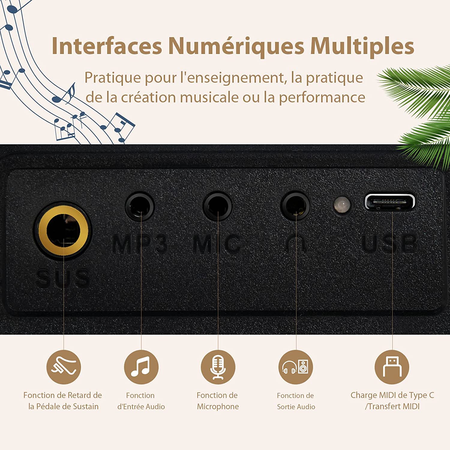 Clavier Numérique Piano 88 Touches Portable Avec Fonction Bluetooth