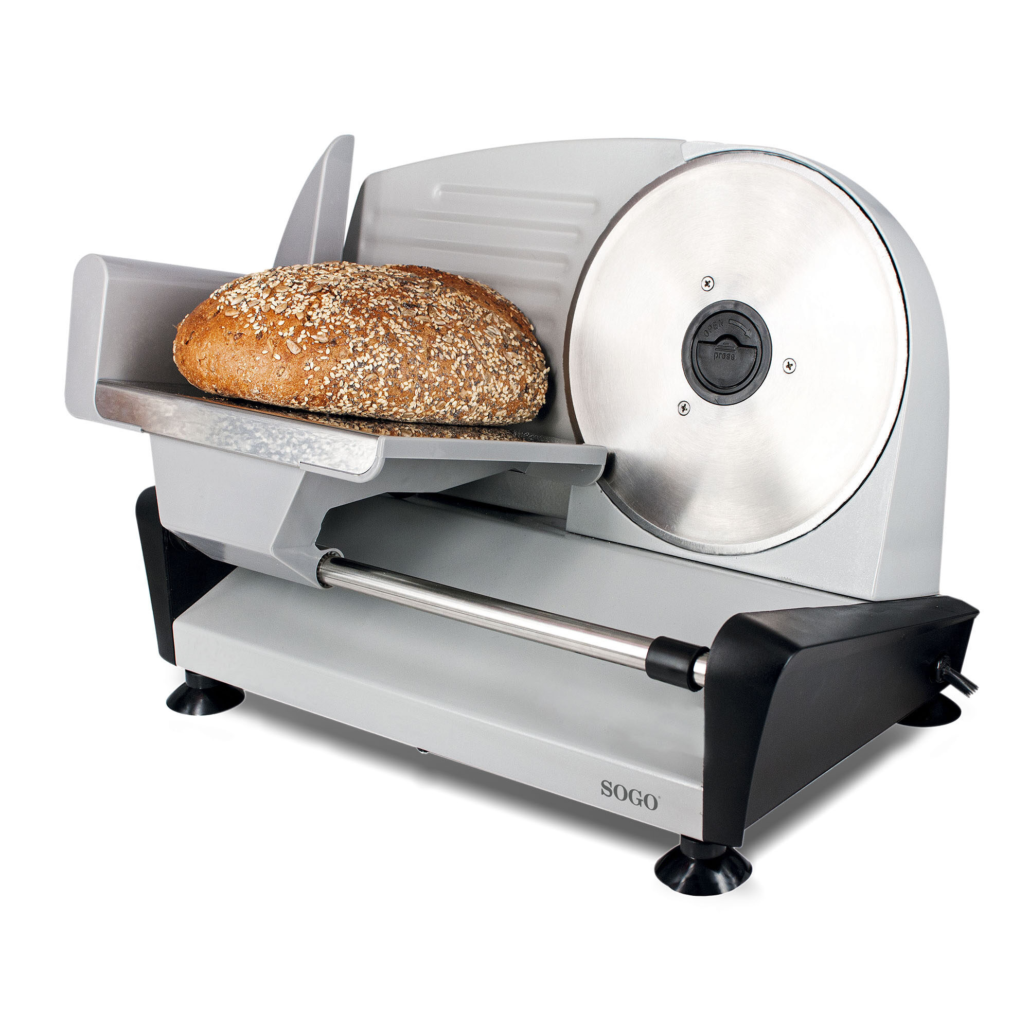 SOGO Affettatrice Professionale in Acciaio Inox 150W con Lama da 190mm e Regolazione Spessore