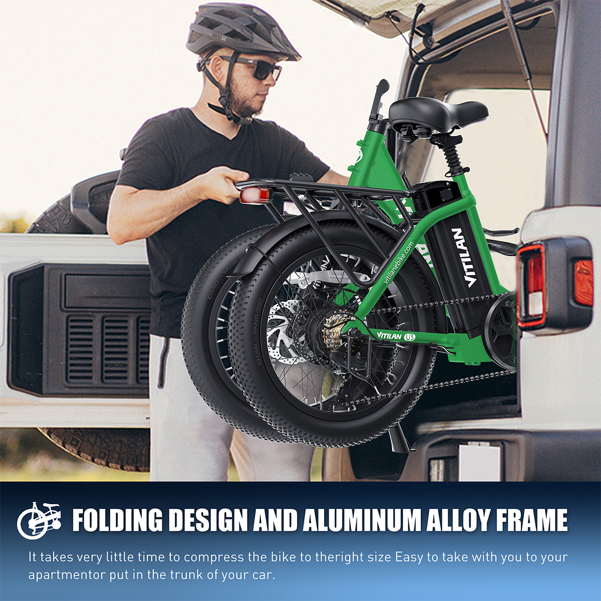 Vélo Électrique Pliant Vitilan U3 - 750 W 48 V 13 Ah - Décolleté V - Vert