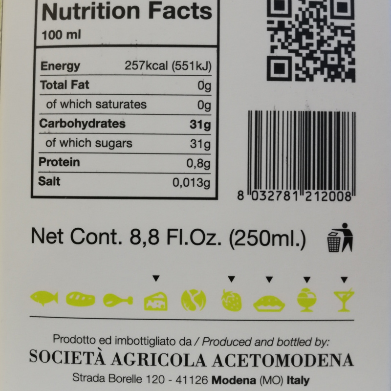 Saba Antica Sirop De Raisin Acetomodena 250 Ml SOCIETA AGRICOLA ACETOMODENA