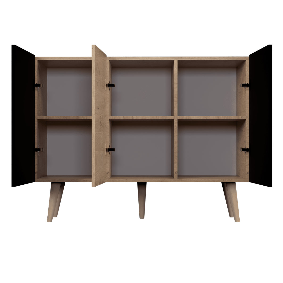 Commode 3 Portes Toronto - Noir Et Bois