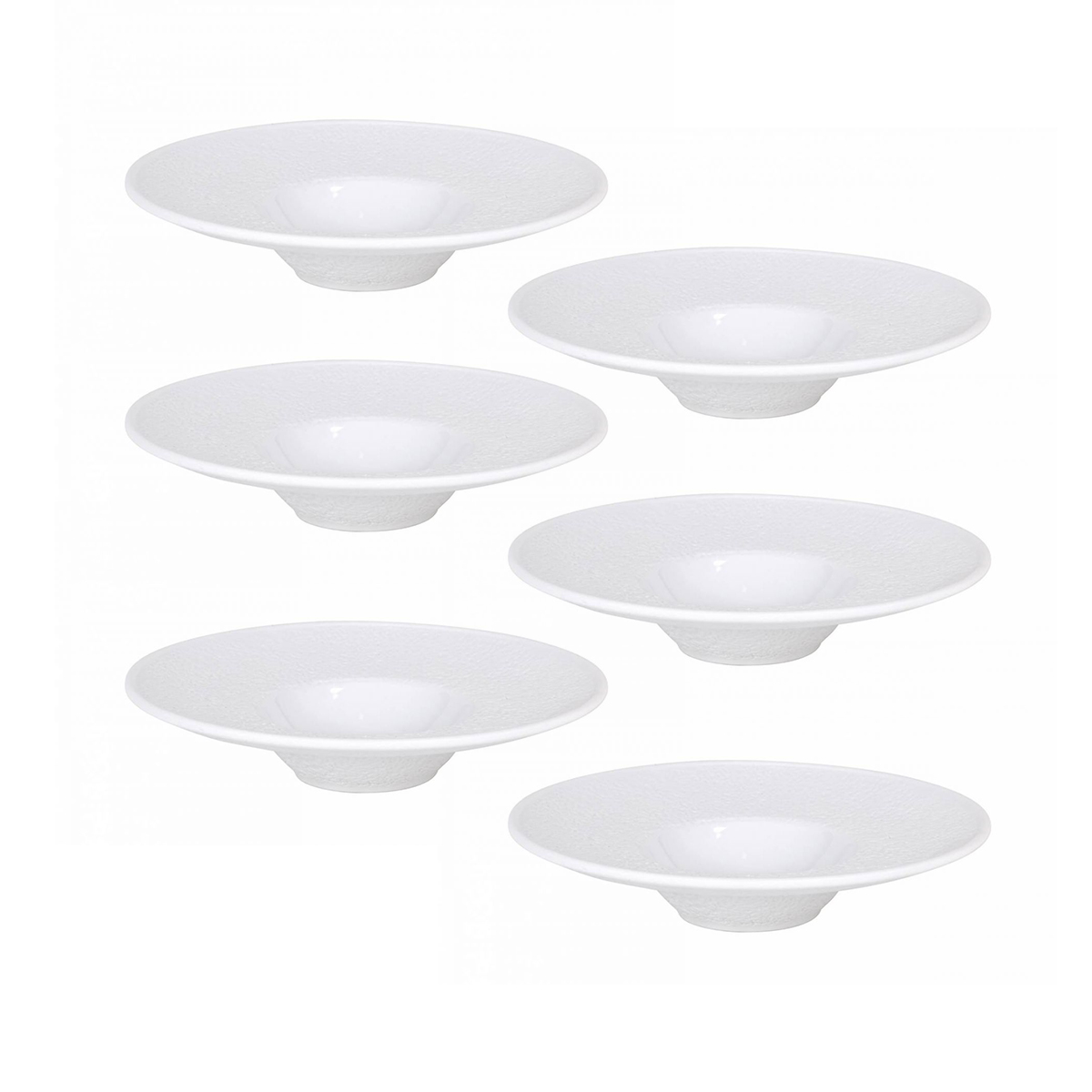 Service D'assiettes Rondes Sofi De 6 Pièces Creuses 20 X 4,5 Cm En Porcelaine Blanche, Plat À Soupe Pâtes Desserts