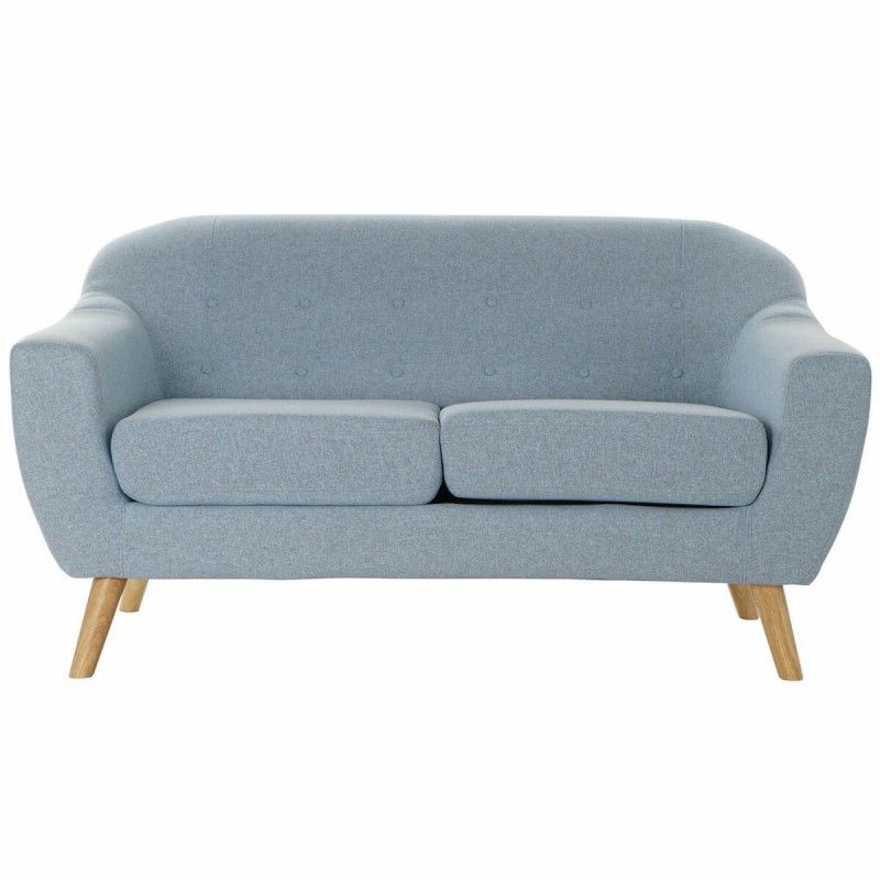 Canapé Deux Places Thyann Polyester Bois D'hévéa Bleu Ciel (146 X 84 X 82 Cm)