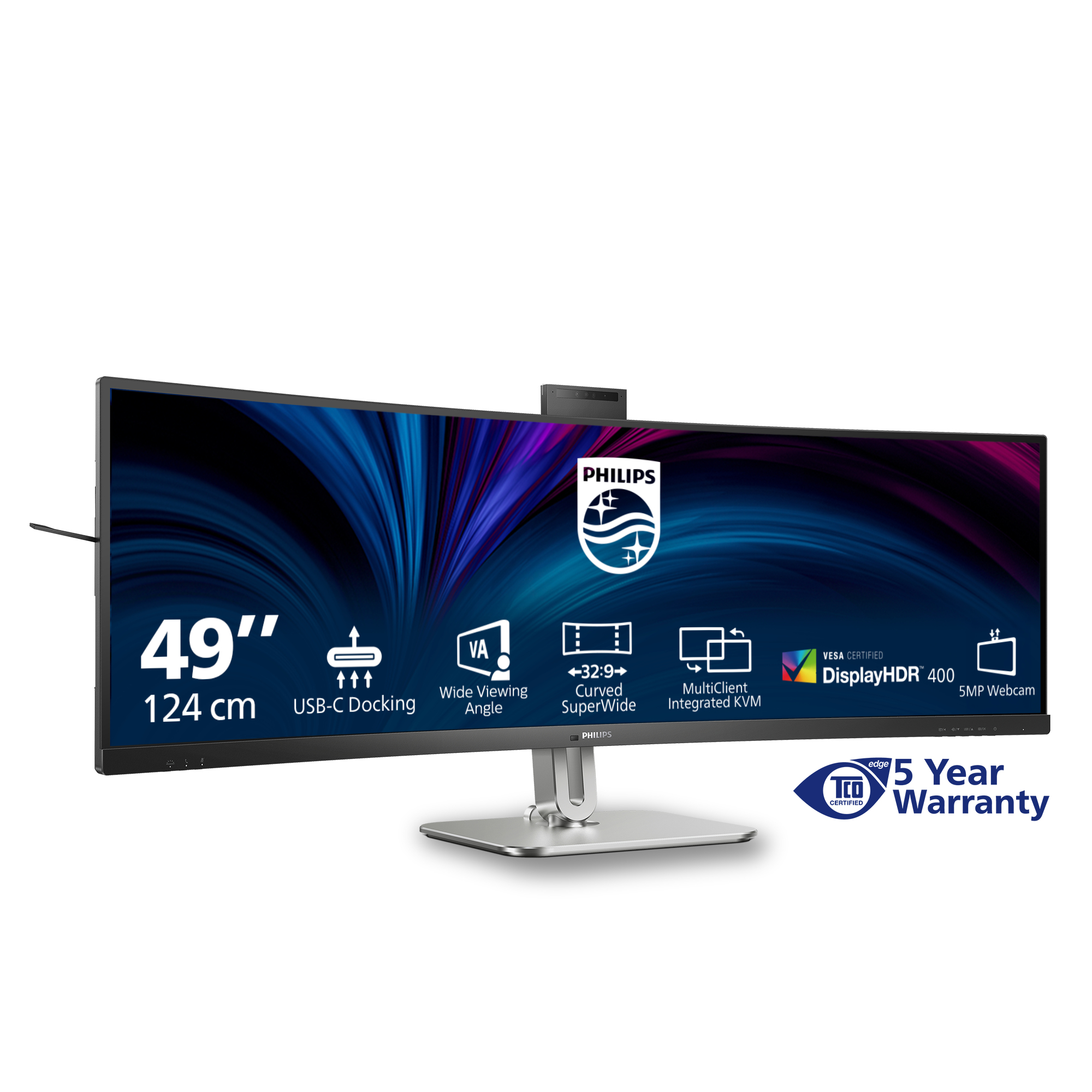 Moniteur Philips 5000 Series 49B2U5900Ch/00 48,8''  Led Dual Qhd 75Hz 4 Ms Noir