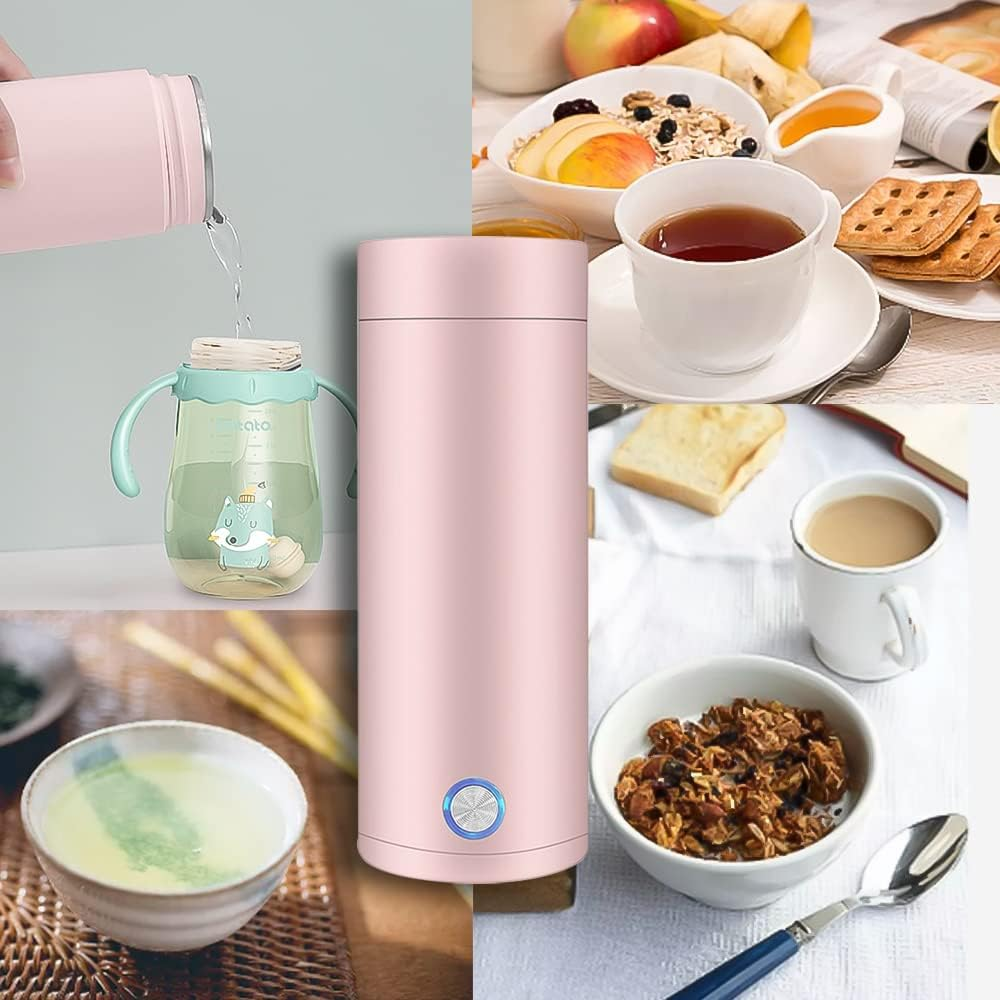 Mini Bouilloire De Voyage - Bouilloire Électrique - Acier Inoxydable - Cyslmuk - 1 Pièce - 400 Ml - Rose