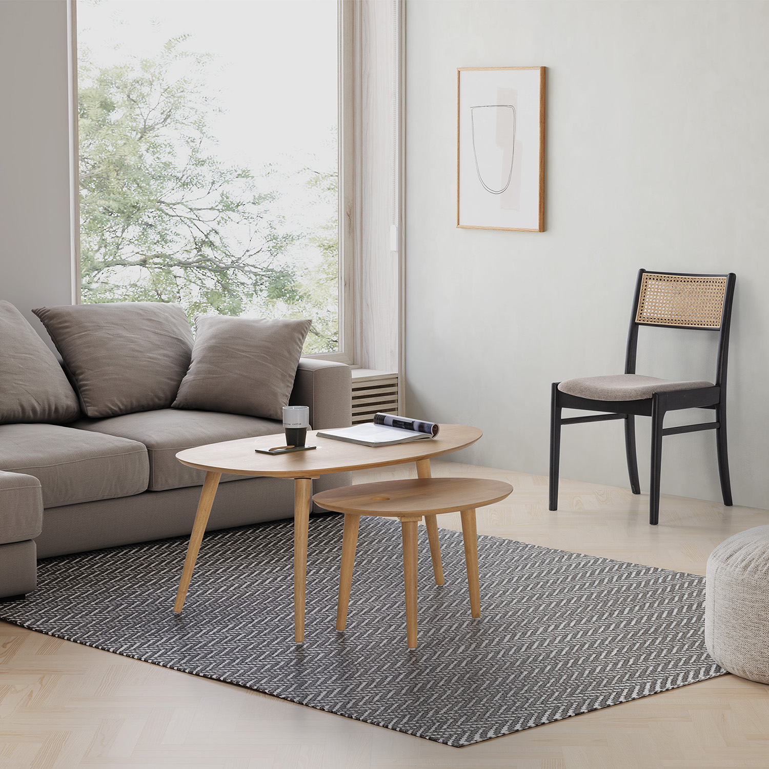 Set De 2 Tables Basses Eclipse Couleur Chêne, Bois Massif