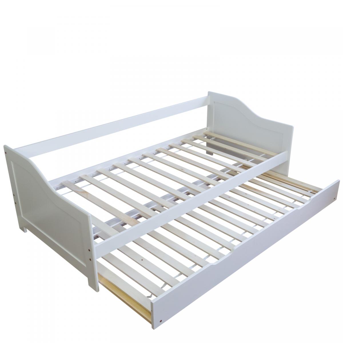 Lit Simple Avec Gigogne - Couleur Blanc