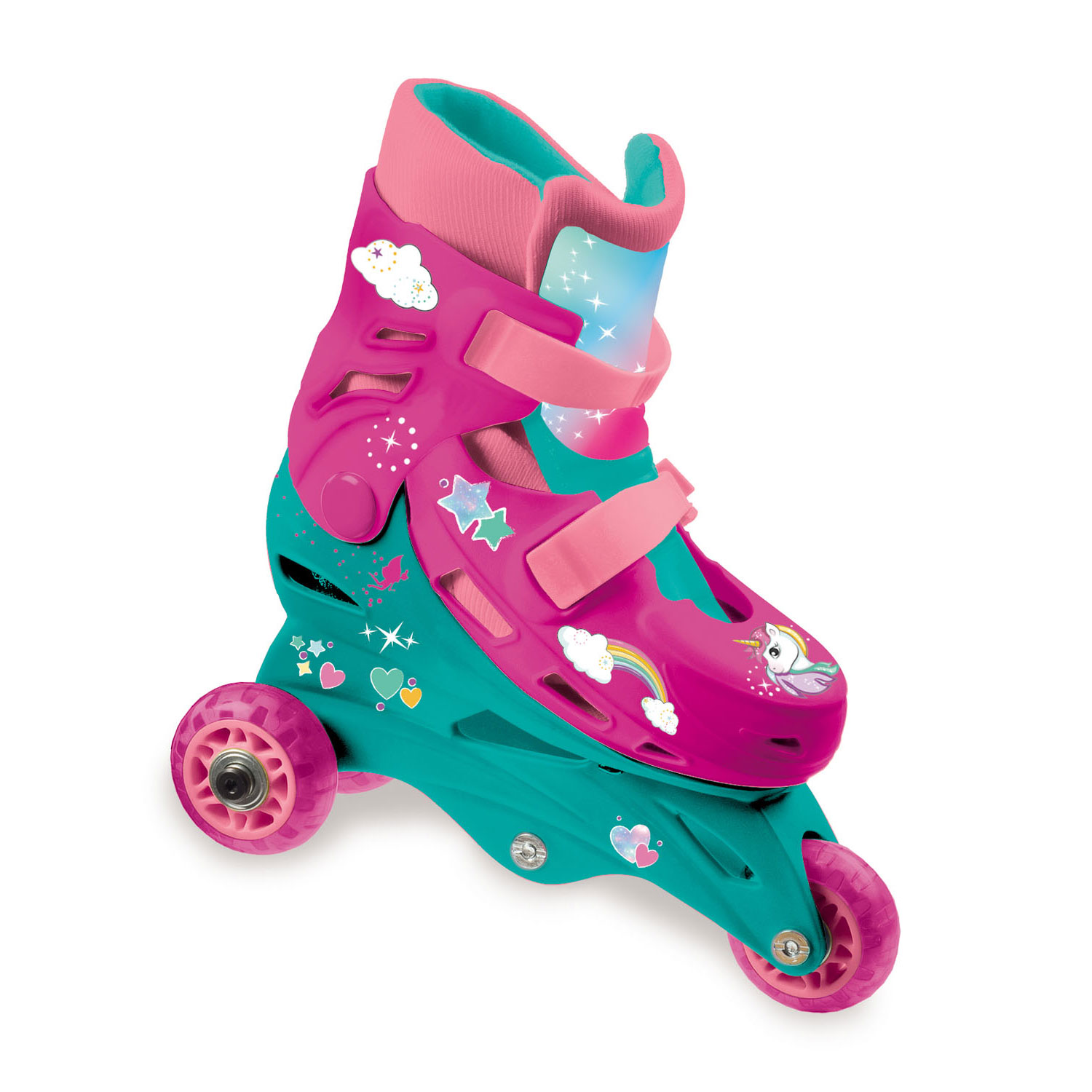 Patins À Roulettes Mondo Licorne Pour Enfants, Taille 29-32, Rose-vert