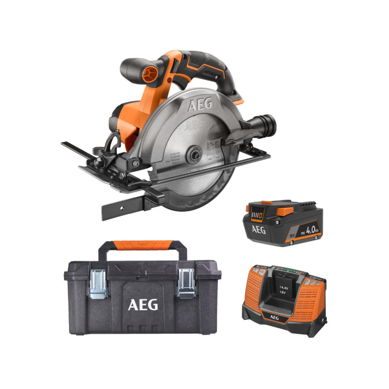 Pack Aeg 18v - Scie Circulaire 165mm - Batterie 4.0 Ah - Chargeur - Caisse De Rangem