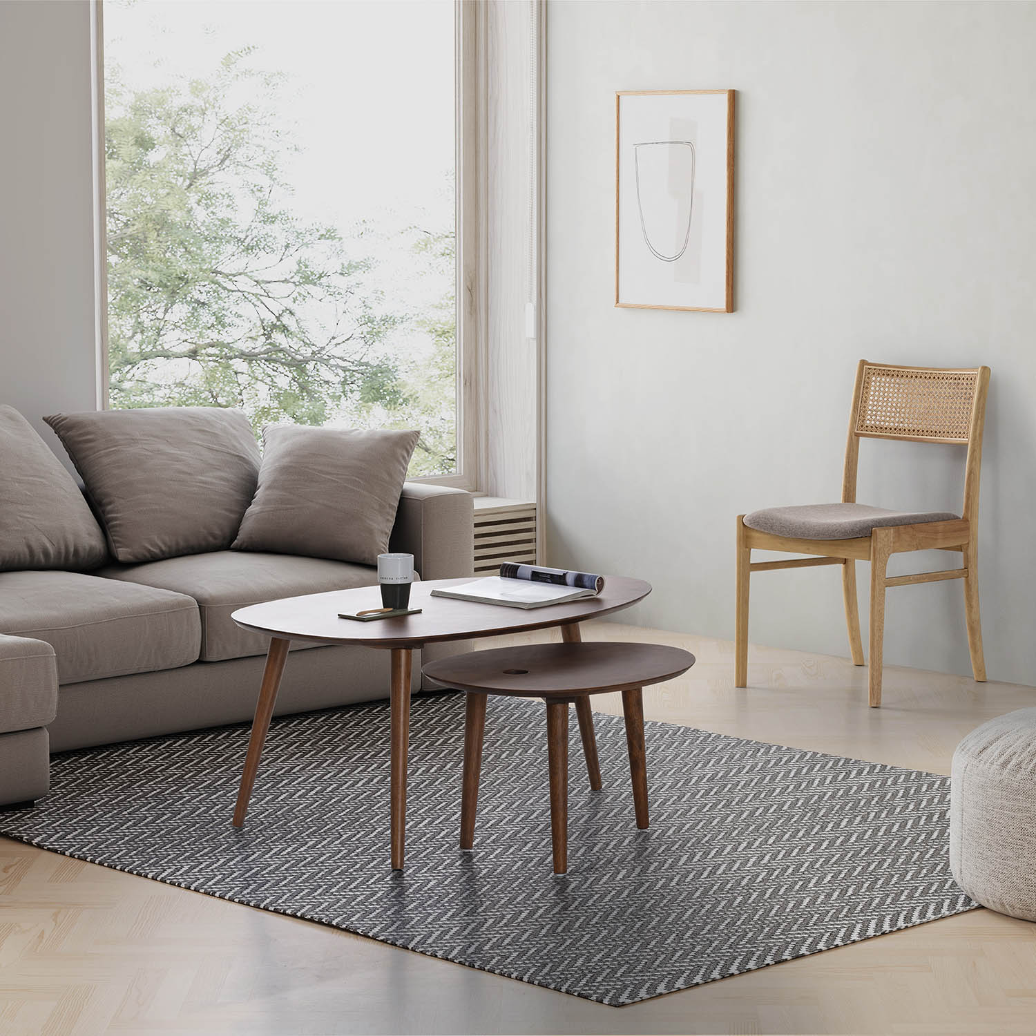 Set De 2 Tables Basses Eclipse Couleur Noyer, Bois Massif