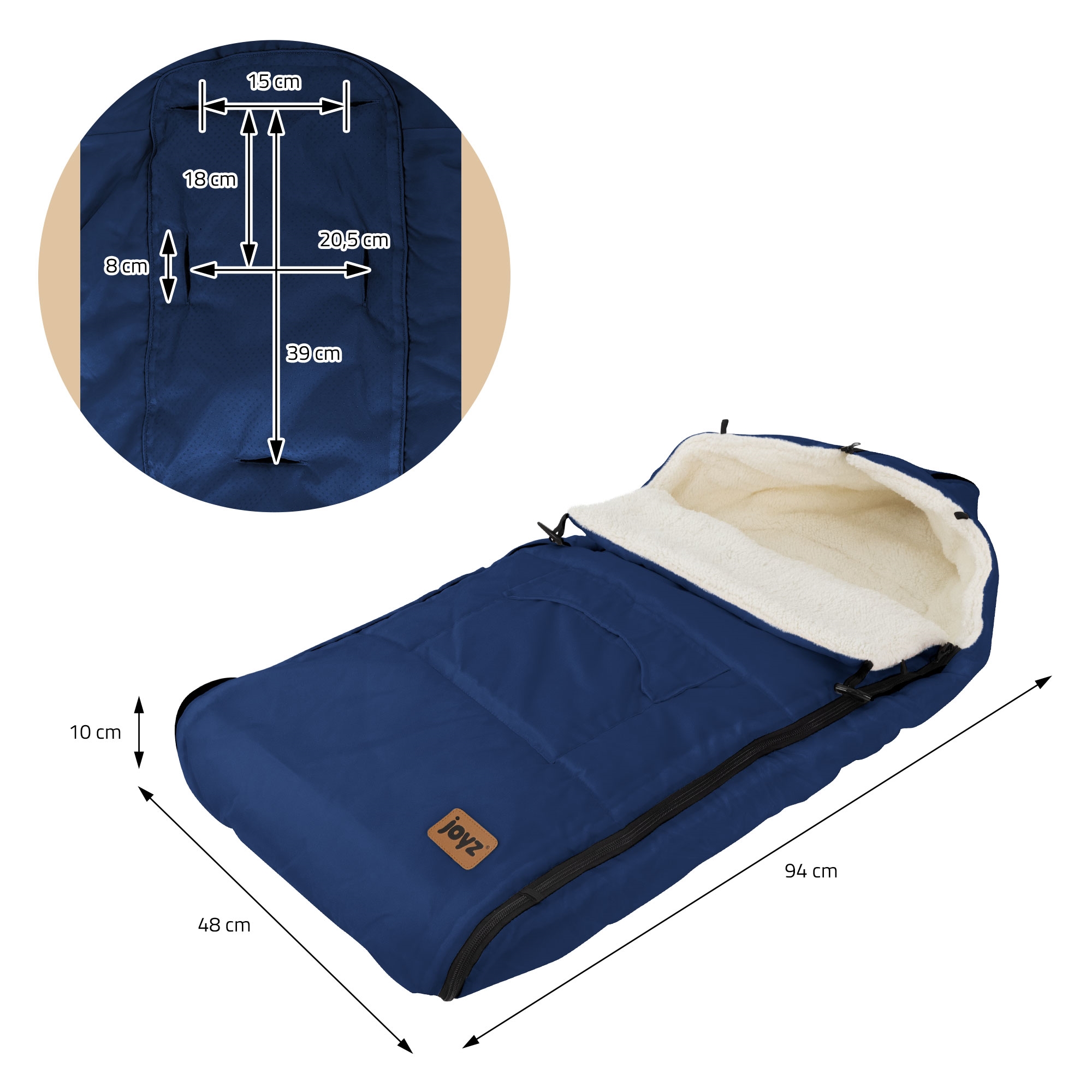 Chancelière Pour Bébé , Polyester, 94 X 48 X 10 Cm, Bleu Joyz ECD GERMANY