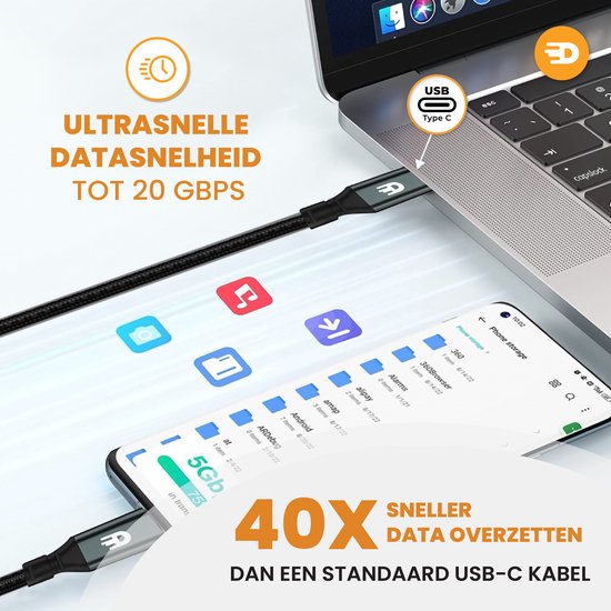 Drivv. USB-C naar USB-C Kabel 3 Meter