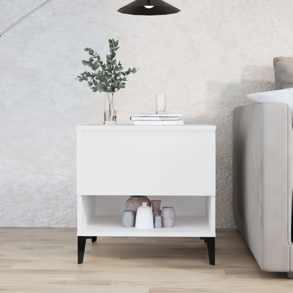 Table Basse | Table De Salon | Table D'appoint Blanc 50x46x50 Cm Bois D’ingénierie