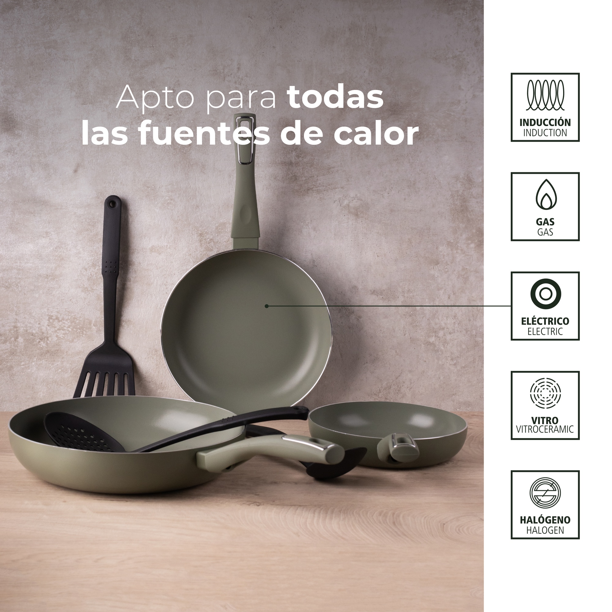 Ensemble De Poêles À Frire (20, 24 Et 28 Cm) Trebol En Aluminium Pressé Et Nylon Ensemble D'ustensiles De Cuisine