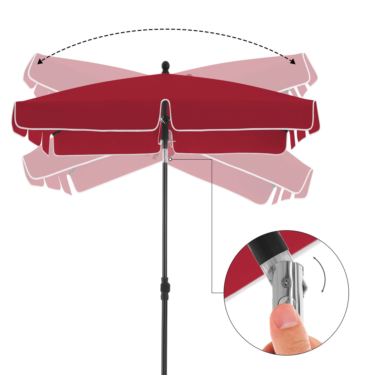 Parasol De Balcon Rectangulaire 2 X 125 M Protection Upf 50 Ombrelle Toile Avec Rev à Prix